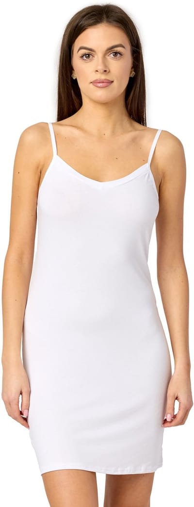Merry Style MS-MS10-315-UW Dames Onderjurk - Nachthemd - kort - V-neck - verstelbare Spaghetti bandjes - Viscose - Wit - L