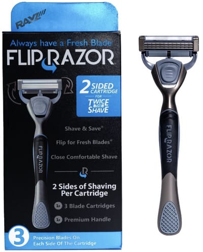 Nieuw! Flip Razor Men's 3 blade Flip Razor 2 scheermesjes = 1 scheermesje aan twee kanten te gebruiken