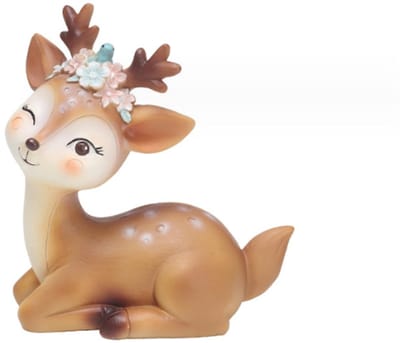 Dailygoods- Herten Ornament Uniek Design - Herten Beeldje - Miniatuur Hert - Decoratie Beeldje - Cadeau voor Feest - Handgeschilderd Hars 10,5 x 9,5 cm - Decoratiebeeldje