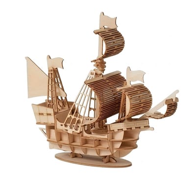 Lichtbruine houten modelbouw set zeilboot voor volwassenen en kinderen (14+) 3D bouwpakket schip met zeilen en masten decoratief display model DIY constructie kit