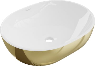 Mexen Viki opzetwastafel 48 x 35 cm, wit/goud - 21054806