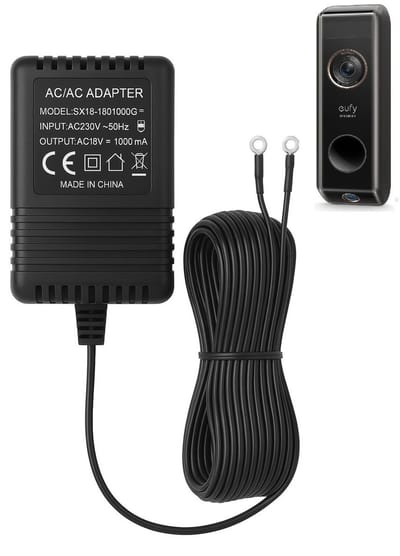 Adapter geschikt voor Eufy Deurbel - Beltransformator 18V - AC/AC Voeding voor Videodeurbel - Deurbel Transformator - 18V 1A (18VA) - 8 Meter Kabel - Universele Doorbell Adapter - Stroomadapter