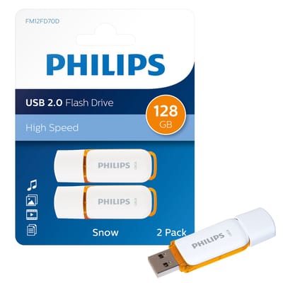 Philips 128 GB USB Stick Snow Edition Sunrise Orange - USB 2.0 - 2-Pack - LED