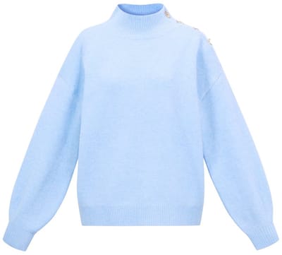 Comfortabele Gebreide Polyester Dames Trui met Schildkraag en Schouderknopen - Roze - Maat L/XL