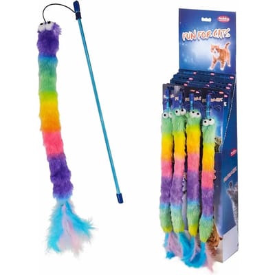 Vishengel voor katten met knisperend pluche wormpje Nobby Pet (x20)