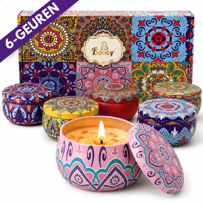 Boncy® Geurkaarsen Set - 6 Stuks Geur Kaarsen Geschenkset - Geurkaars Cadeaudoos Vrouwen - Kaars Cadeau voor Vrouw