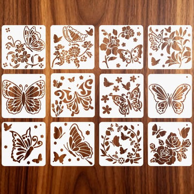 Dailygoods- Schildersjablonen 12 Stuks - Herbruikbare Sjablonen - Knutselsjablonen - Decoratie - 13 x 13 cm - Robuust PET-Materiaal