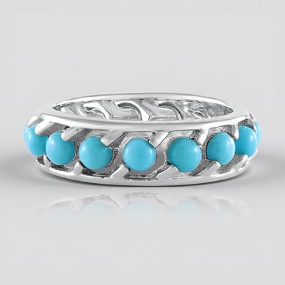 Cavill - Zilveren ring met 15 Sleepng Beauty Turkooisen - 925 Sterling zilver - 1,44 ct - Keltisch design - Blauw - Damesringen maat 16-19