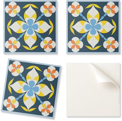 Eenvoudig te installeren vinyltegelset met bloemenpatroon op een achtergrond van 20x20x20 cm