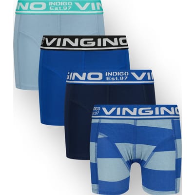 Vingino Boys B-so26 Blue 4pack Boxer Seascape Blue Size: L | Underwear & Socks Outlet | Unisex | Blauw