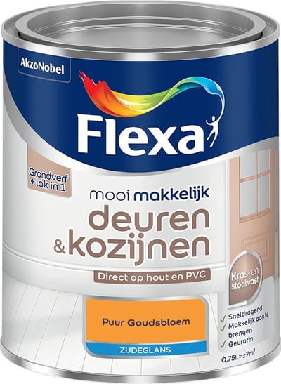 Flexa - Mooi Makkelijk Deuren & Kozijnen Zijdeglans - Puur Goudsbloem - Mengverf - 750 Ml