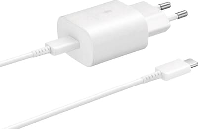 Samsung Fast Charge 25W Power Adapter 220V Lader - incl. USB-C naar USB-C Kabel - Wit