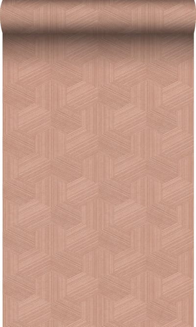 Origin Wallcoverings behang grafisch 3D motief terracotta roze - 50 x 900 cm - 347995