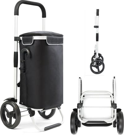 Cruiser Allround Boodschappentrolley met koelvak - Opvouwbare Boodschappenwagen - Afneembare schoudertas - Zwart