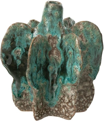 J-Line vaas Naga - keramiek - azuur/bruin - small - Ø 12.5 cm