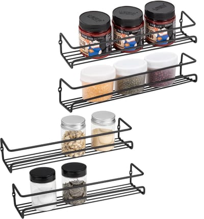 Unyqoos ® Veelzijdige Keuken Wandrek Organizer, 4-delige Set voor Specerijen en Kruidenopslag