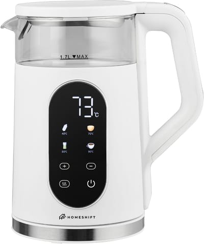 HomeShift® Waterkoker met Temperatuurregeling - Warmhoudfunctie - Dubbelwandig - Elektrisch - 1,7 Liter - 2200W - Wit