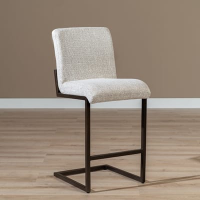 Bronx71® Barkruk Lio gemêleerde stof off white/bruin 70 cm - barstoel