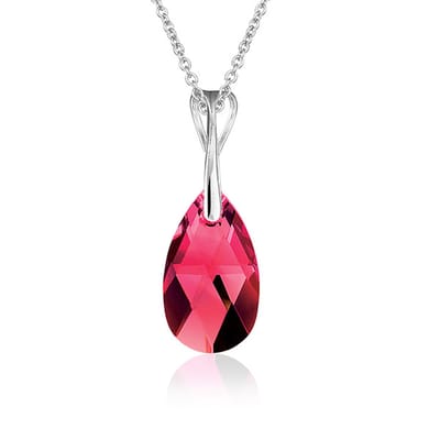 Montebello Ketting Pia DZ512H - Swarovski Druppel - 925 Zilver Gerhod. - 16mm - 50cm