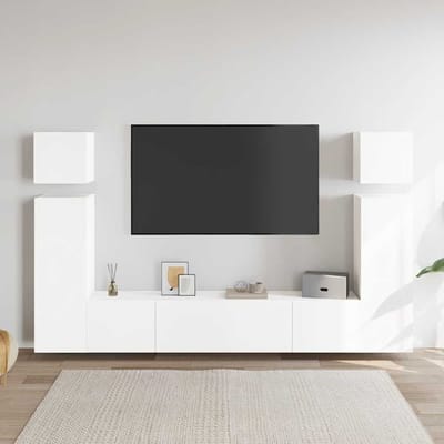 vidaXL - 8-delige - Tv-meubelset - bewerkt - hout - wit
