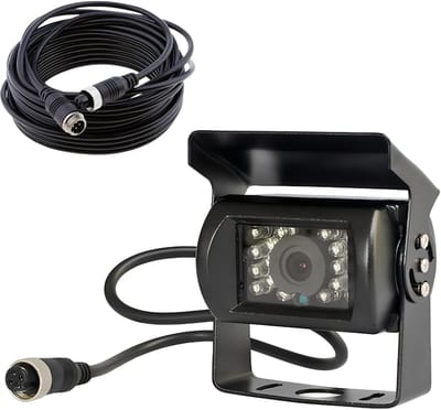 KAD® Achteruitrijcamera - 12V-24V - Nachtzicht en Waterdichte Camera - Backup Achteruitrijcamera met 15 M 4Pin Kabel - Zwart - 8cm x 1cm x 5cm