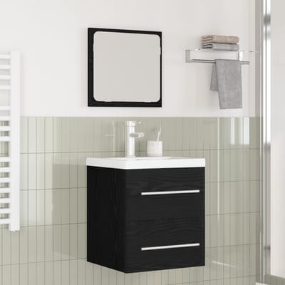 vidaXL - Badkamermeubel - Set - 2 - st - Zwart - Eiken - Bewerkt - hout
