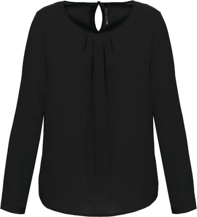 Kariban Damesblouse in crêpe met lange mouwen K5003 - Black - 44 NL (46 FR)