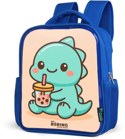 NoBoringSuitcases.com® - Rugzak blauw - Schooltas jongens - Dinosaurusje - Kinder rugtas jongen - Boekentas kind - Kinderrugzak voor school - Schoolrugzak