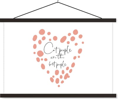 Posterhanger incl. Poster 60x40 cm - Schoolplaat - Spreuken - Katten - Cat people are the best people - Quotes - Textielposter - Zwarte latten