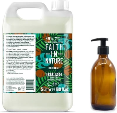 FAITH IN NATURE - Shampoo coconut Refill 5 Liter - nu met GRATIS glaze refill fles 500ml