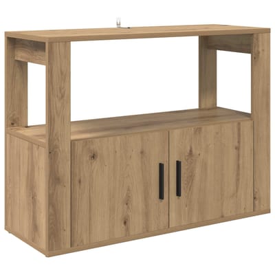 vidaXL - Dressoir - artisanaal - eikenkleurig - 80 - x - 30 - x - 60 - cm - Bewerkt - hout