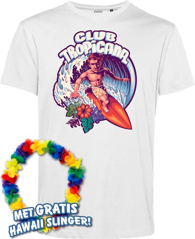 T-shirt Surfing Man | Toppers in Concert 2024 | Club Tropicana | Hawaii Shirt | Ibiza Kleding | Wit | maat XS