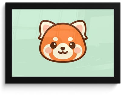 Poster in lijst - Fotolijst 30x20 cm - Posters - Rode panda - Groen - Cartoon - Posterlijst zwart - Decoratie - Wanddecoratie woonkamer - Muurdecoratie slaapkamer