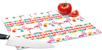 Glazen Snijplank - 39x28 - Flamingo - Zomer - Cocktail - Patroon - Snijplanken Glas
