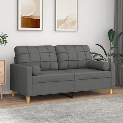 vidaXL - Tweezitsbank - met - sierkussens - 140 - cm - stof - donkergrijs