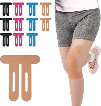 Kinesiologietape voor de knie, 12 stuks, voorgesneden knietape voor spieren en gewrichten, sporttape voor knieondersteuning, latexvrij en waterbestendig, 4 kleuren mix, 12 stuks mix