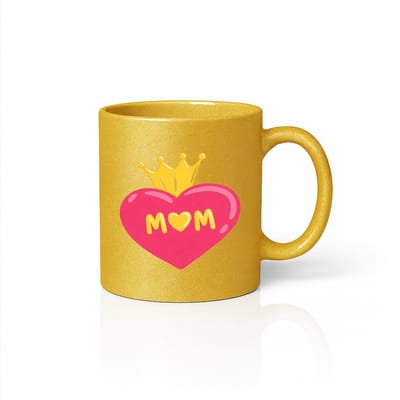 Luxe Queen Mom Koffiemok - Roze Hart met Kroon Illustratie - Goud