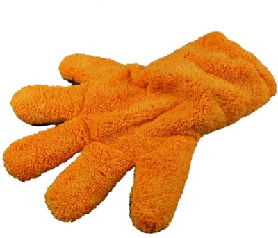 D CON 5 FINGER FURRY MITT ORANJE GRIJZE AUTO WAS HANDSCHOEN