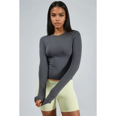 Slim Fit Crew Neck Lange Mouw Blouse