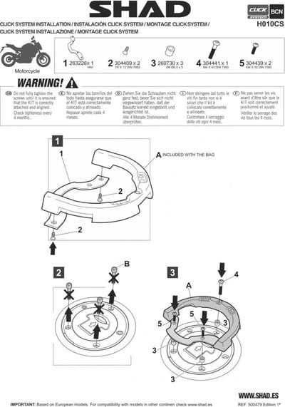 Porte bagage Shad pour Moto Honda 500 Cb F 2016 à 2023 Neuf