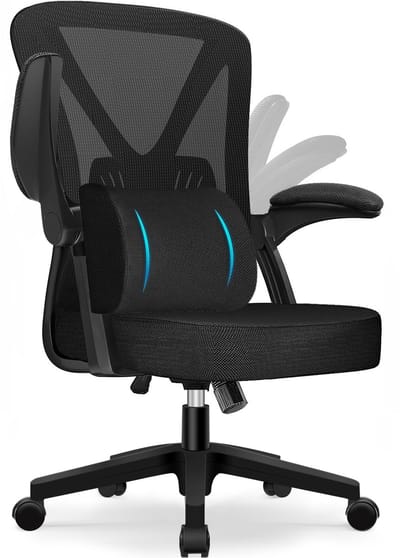Elekiatech Ergonomische Bureaustoel - Bureaustoel - Opklapbare Armleuningen - Bureaustoelen voor Volwassenen - 150 Kg - Zwart