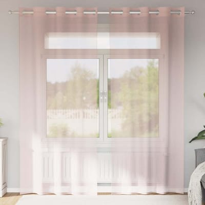 vidaXL - Gordijnen - voile - met - doorvoertules - 2 - st - 140x225 - cm - lichtroze