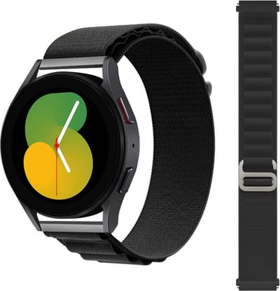 Stravo Smartwatch Alpine Loop Nylon Sport bandje 20mm - Zwart - Geschikt voor Samsung Galaxy Watch 7 6 5 4 - Classic – Nylon horlogebandje voor Garmin Vivoactive 5 3 - Forerunner 245 - Venu SQ 2 - Vivomove - Huawei
