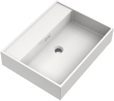 Brauer Gravity Wastafel - 60 cm - met 1 Spoelbak en 0 Kraangaten - Mineraalmarmer Zijdeglans Wit
