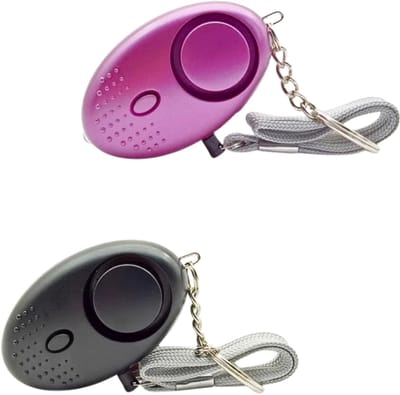S4D® - Persoonlijk Zakalarm - Paniekalarm - Senioren Alarm - Veiligheid Alarm - Persoonlijke Alarmknop - Zelfverdediging Sirene - 130 Decibel - Incl. Batterijen - Met LED Zaklamp - Set Van 2 Stuks - Zwart + Paars