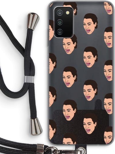 Case Company® - Hoesje met koord geschikt voor Samsung Galaxy A03S hoesje met Koord - Ugly Cry Call - Telefoonhoesje met Zwart Koord - Bescherming aan alle Kanten en Over de Schermrand