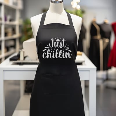 Verstelbaar kookschort, unisex, met 2 Zakken Vloeistof Druppel Waterbestendig Koken Keuken Restaurant Bar Schilderen BBQSchort, voor diverse doeleinden, Zwart Schorten Koksschort Unisex Schorten voor Vrouwen en mannen , just chillin.,..