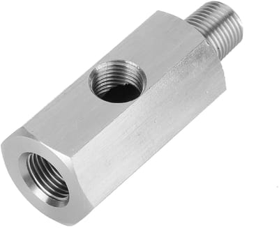 Allecto - Oliedrukmeter Adapter - RVS T Adapter - Voor Turbo Voeding - 0-6 Bar - Geschikt voor Auto's - Voor Precisie Metingen