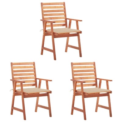 vidaXL - Tuinstoelen - 3 - st - met - kussens - massief - acaciahout
