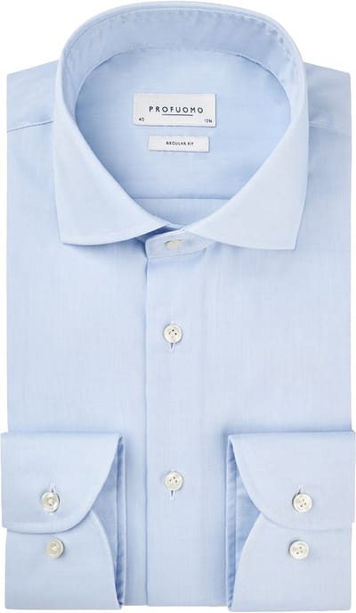 Profuomo regular fit heren overhemd - twill - lichtblauw - Strijkvrij - Boordmaat: 38 (EU maat: S)